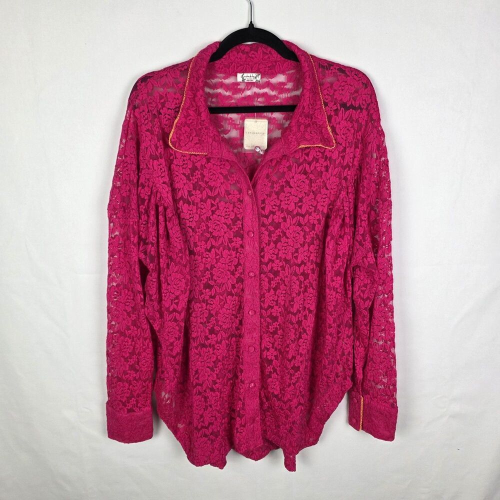 NWT Free People Intimately Lace Sheer Button Up Shacket Top Size Medium Feminine